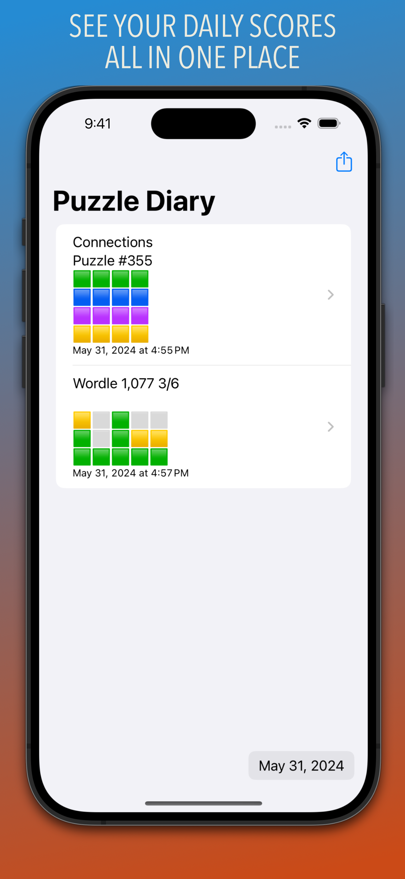 See your daily scores all in one place